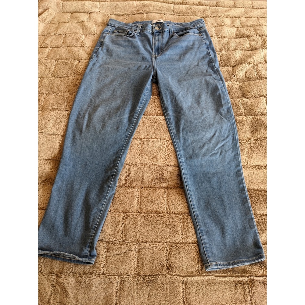 Paige Hoxton Slim Crop Jeans Womens 32 Blue High Rise Stretch Denim Pants